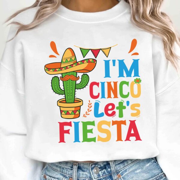 I'm Cinco Let's Fiesta Svg Png, Fifth Fiesta Birthday Party Svg, 5th Birthday Svg, 5 Year Old Bday Gift Svg Cricut Sublimation Design - Image 2