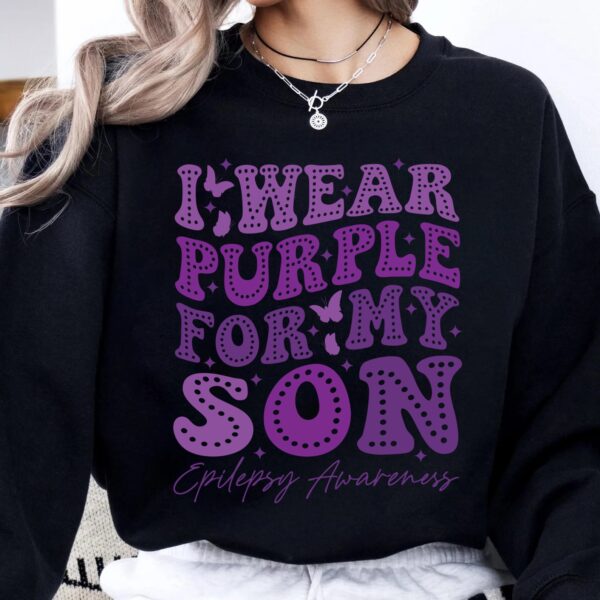 I Wear Purple For My Son Svg, Epilepsy Awareness Svg Png, Purple Ribbon Svg, Cricut Cut File Sublimation - Image 2