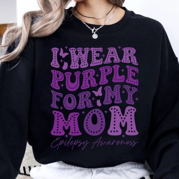 I Wear Purple For My Mom Svg, Epilepsy Awareness Svg Png, Purple Ribbon Svg, Cricut Cut File Sublimation - Image 2