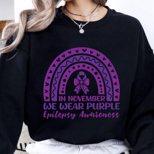 In November We Wear Purple Svg, Epilepsy Awareness Svg Png, Purple Ribbon Svg, Cricut Cut File Sublimation - Image 2