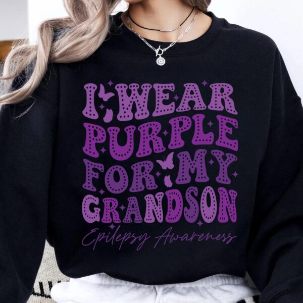 I Wear Purple For My Grandson Svg, Epilepsy Awareness Svg Png, Purple Ribbon Svg, Cricut Cut File Sublimation - Image 2