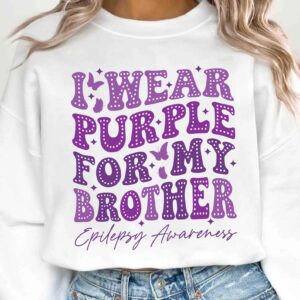 I Wear Purple For My Brother Svg, Epilepsy Awareness Svg Png, Purple Ribbon Svg, Cricut Cut File Sublimation