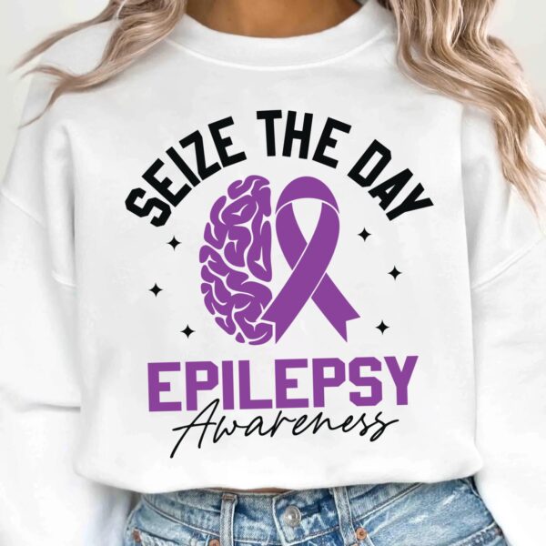 Seize The Day Epilepsy Awareness Svg, Epilepsy Awareness Svg Png, Purple Ribbon Svg, Cricut Cut File Sublimation