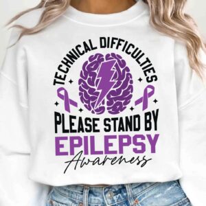 Technical Difficulties Please Stand By Epilepsy Awareness Svg, Epilepsy Awareness Svg Png, Purple Ribbon Svg, Cricut Cut File Sublimation