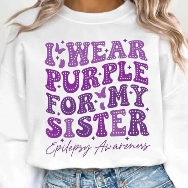 I Wear Purple For My Sister Svg, Epilepsy Awareness Svg Png, Purple Ribbon Svg, Cricut Cut File Sublimation