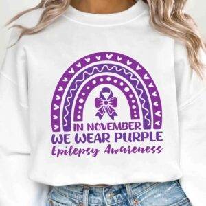 In November We Wear Purple Svg, Epilepsy Awareness Svg Png, Purple Ribbon Svg, Cricut Cut File Sublimation