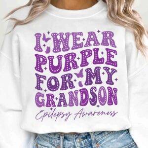 I Wear Purple For My Grandson Svg, Epilepsy Awareness Svg Png, Purple Ribbon Svg, Cricut Cut File Sublimation