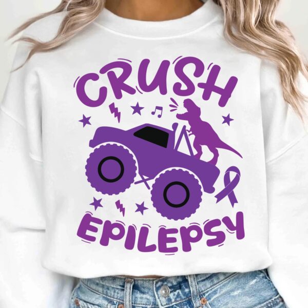 Crush Epilepsy Svg, Epilepsy Awareness Svg Png, Purple Ribbon Svg, Cricut Cut File Sublimation - Image 2