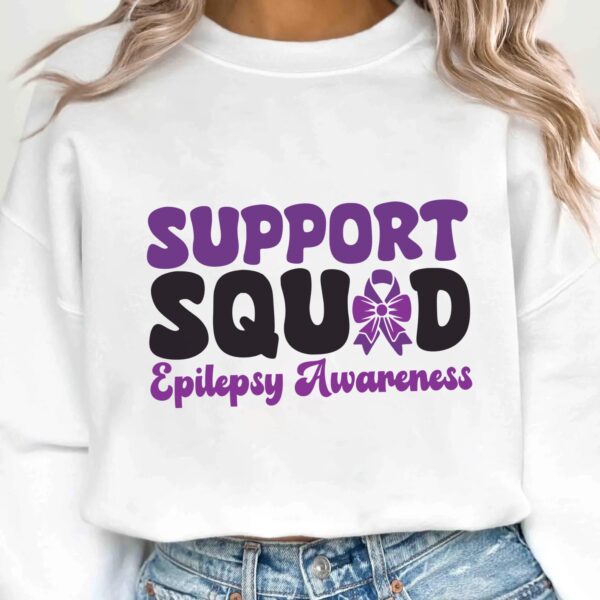 Support Squad Svg, Epilepsy Awareness Svg Png, Purple Ribbon Svg, Cricut Cut File Sublimation - Image 2