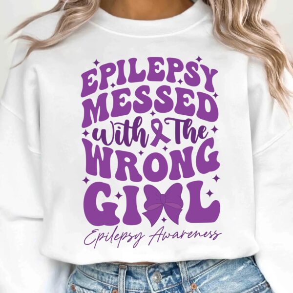 Epilepsy Messed With The Wrong Girl Svg, Epilepsy Awareness Svg Png, Purple Ribbon Svg, Cricut Cut File Sublimation - Image 2