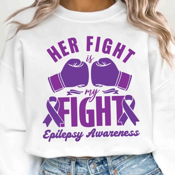 Her Fight Is My Fight Svg, Epilepsy Awareness Svg Png, Purple Ribbon Svg, Cricut Cut File Sublimation - Image 2