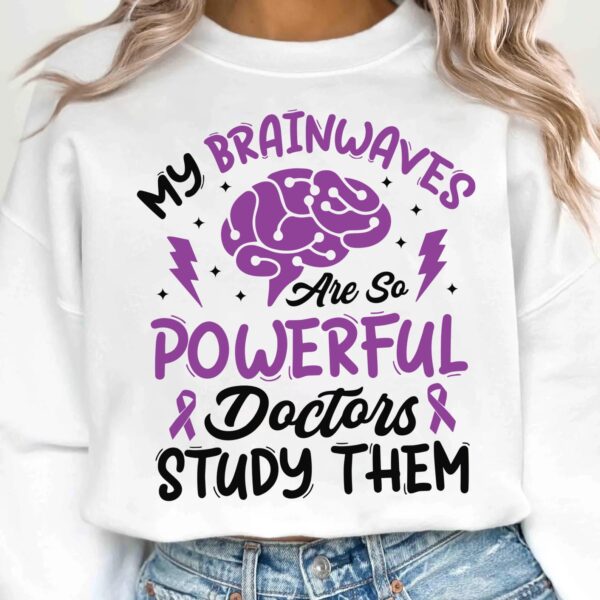 My Brainwaves Are So Powerful Doctors Study Them Svg, Epilepsy Awareness Svg Png, Purple Ribbon Svg, Cricut Cut File Sublimation - Image 2
