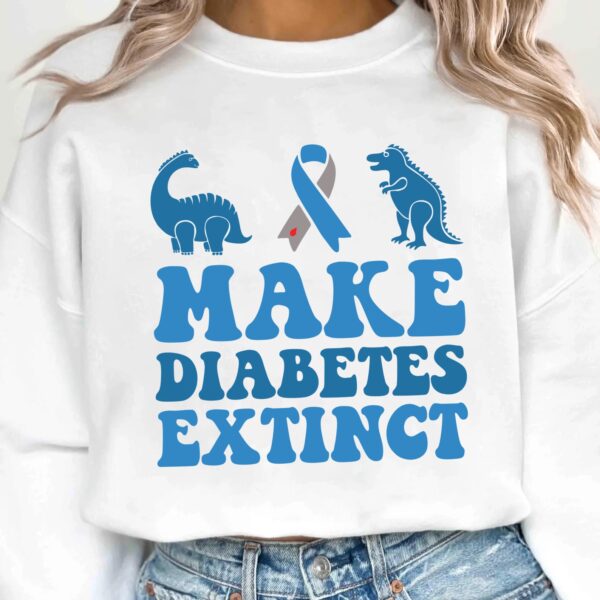 Make Diabetes Extinct Svg, Diabetes Awareness Svg Png, Blue Ribbon Svg, Type 1 Diabetes T1D Awareness Svg Cricut Sublimation - Image 2