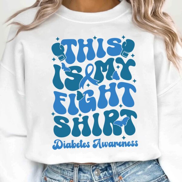 This is My Fight Shirt Svg, Diabetes Awareness Svg Png, Blue Ribbon Svg, Type 1 Diabetes T1D Awareness Svg Cricut Sublimation - Image 2