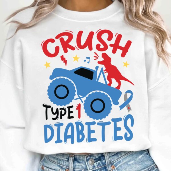 Crush Type 1 Diabetes Svg, Diabetes Awareness Svg Png, Blue Ribbon Svg, Type 1 Diabetes T1D Awareness Svg Cricut Sublimation - Image 2