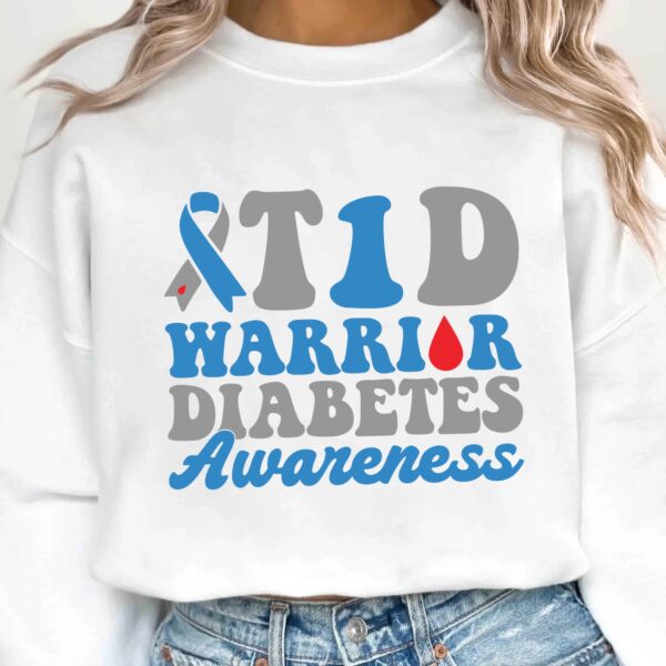 T1d Warrior Diabetes Awareness Svg, Diabetes Awareness Svg Png, Blue Ribbon Svg, Type 1 Diabetes T1D Awareness Svg Cricut Sublimation - Image 2