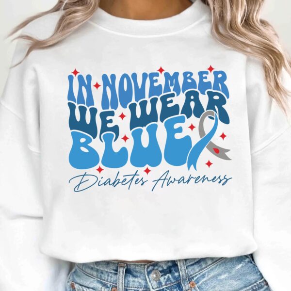 In November We Wear Blue Diabetes Awareness Svg, Diabetes Awareness Svg Png, Blue Ribbon Svg, Type 1 Diabetes T1D Awareness Svg Cricut - Image 2