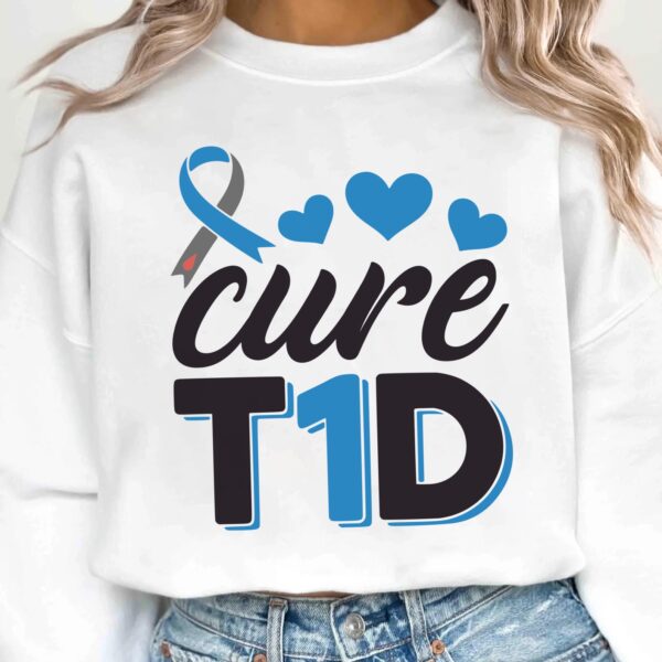 Cure T1d Svg, Diabetes Awareness Svg Png, Blue Ribbon Svg, Type 1 Diabetes T1D Awareness Svg Cricut Sublimation - Image 2