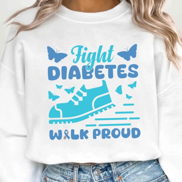 Fight Diabetes Walk Proud Svg, Diabetes Awareness Svg Png, Blue Ribbon Svg, Type 1 Diabetes T1D Awareness Svg Cricut Sublimation - Image 2