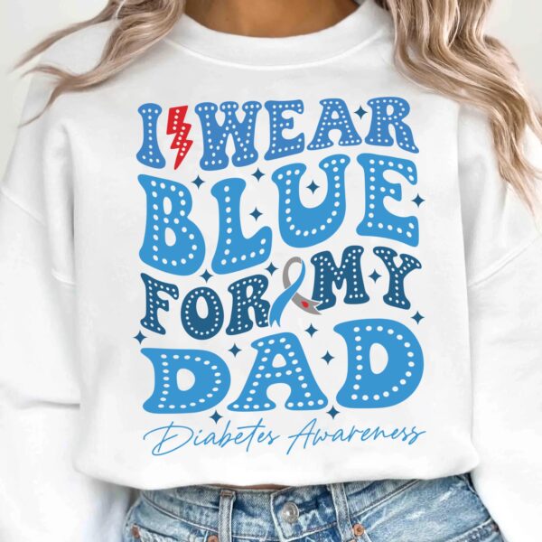 I Wear Blue For My Dad Svg, Diabetes Awareness Svg Png, Blue Ribbon Svg, Type 1 Diabetes T1D Awareness Svg Cricut Sublimation - Image 2