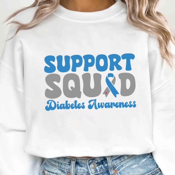 Support Squad Svg, Diabetes Awareness Svg Png, Blue Ribbon Svg, Type 1 Diabetes T1D Awareness Svg Cricut Sublimation - Image 2