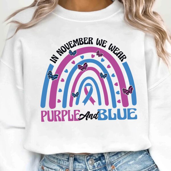 In November We Wear Purple And Blue Svg, Diabetes Awareness Svg Png, Blue Ribbon Svg, Type 1 Diabetes T1D Awareness Svg Cricut Sublimation - Image 2