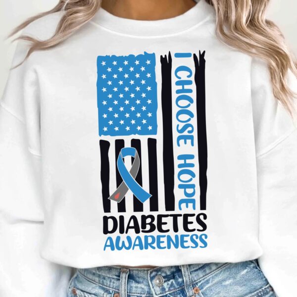 Diabetes Awareness Flag Svg, Diabetes Awareness Svg Png, Blue Ribbon Svg, Type 1 Diabetes T1D Awareness Svg Cricut Sublimation - Image 2