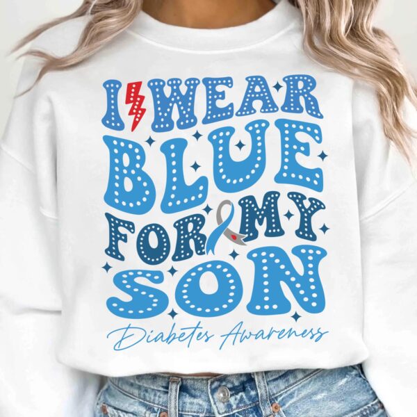 I Wear Blue For My Son Svg, Diabetes Awareness Svg Png, Blue Ribbon Svg, Type 1 Diabetes T1D Awareness Svg Cricut Sublimation - Image 2