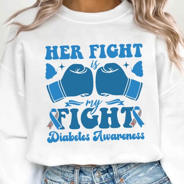 Her Fight Is My Fight Diabetes Awareness Svg, Diabetes Awareness Svg Png, Blue Ribbon Svg, Type 1 Diabetes T1D Awareness Svg Cricut - Image 2