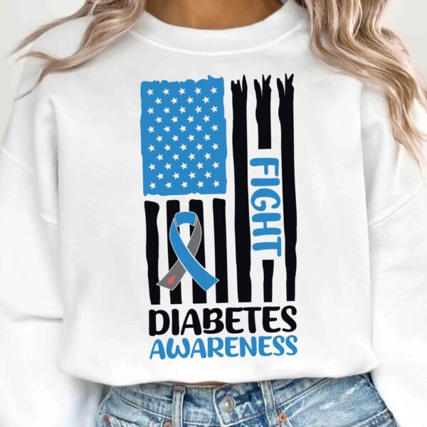 Diabetes Awareness Flag Svg, Diabetes Awareness Svg Png, Blue Ribbon Svg, Type 1 Diabetes T1D Awareness Svg Cricut Sublimation - Image 2