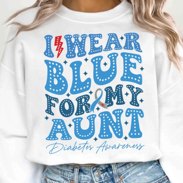 I Wear Blue For My Aunt Svg, Diabetes Awareness Svg Png, Blue Ribbon Svg, Type 1 Diabetes T1D Awareness Svg Cricut Sublimation - Image 2