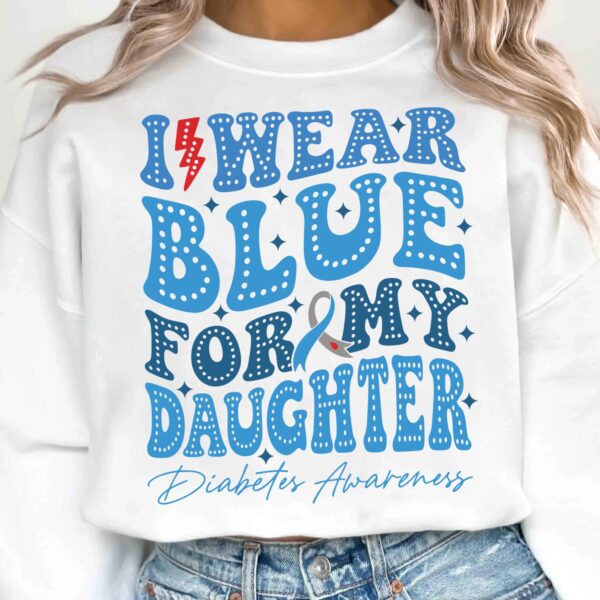 I Wear Blue For My Daughter Svg, Diabetes Awareness Svg Png, Blue Ribbon Svg, Type 1 Diabetes T1D Awareness Svg Cricut Sublimation - Image 2