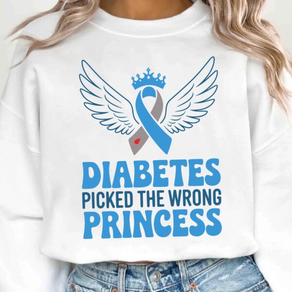Diabetes Picked The Wrong Princess Svg, Diabetes Awareness Svg Png, Blue Ribbon Svg, Type 1 Diabetes T1D Awareness Svg Cricut Sublimation - Image 2
