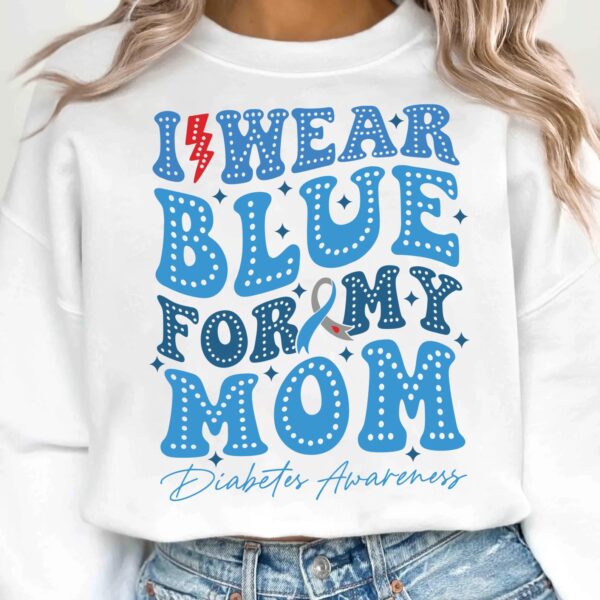I Wear Blue For My Mom Svg, Diabetes Awareness Svg Png, Blue Ribbon Svg, Type 1 Diabetes T1D Awareness Svg Cricut Sublimation - Image 2