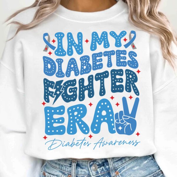 In My Diabetes Fighter Era Svg, Diabetes Awareness Svg Png, Blue Ribbon Svg, Type 1 Diabetes T1D Awareness Svg Cricut Sublimation - Image 2