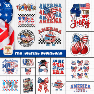4th of July PNG Bundle | Patriotic Sublimation Designs | America 1776 | USA Digital Download | Independence Day Clipart