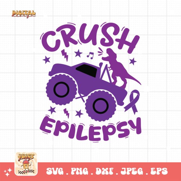 Crush Epilepsy Svg, Epilepsy Awareness Svg Png, Purple Ribbon Svg, Cricut Cut File Sublimation - Image 3