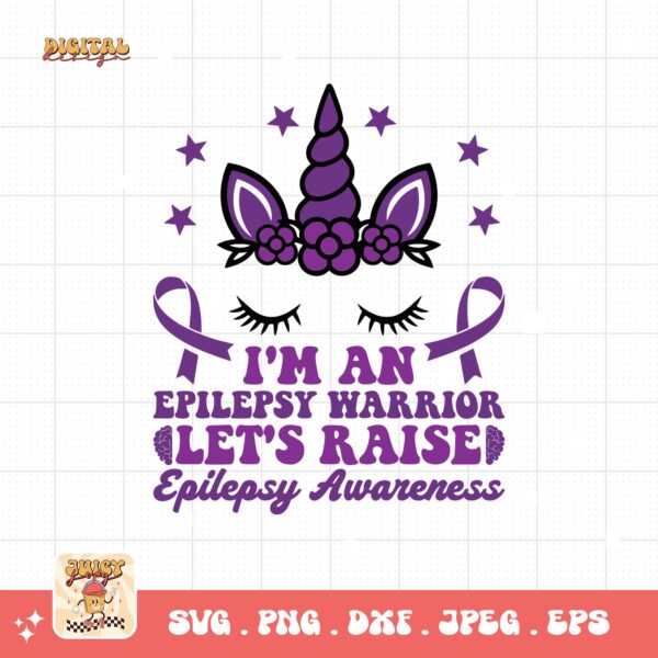 I'm An Epilepsy Warrior Let's Raise Epilepsy Awareness Svg, Epilepsy Awareness Svg Png, Purple Ribbon Svg, Cricut Cut File Sublimation - Image 3