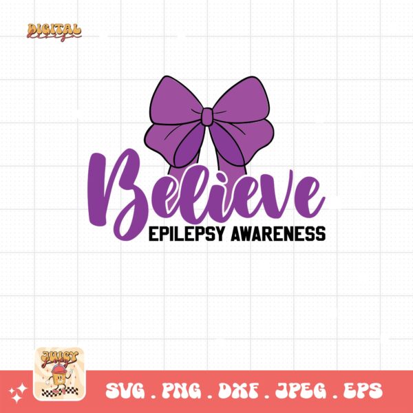 Believe Epilepsy Awareness Svg, Epilepsy Awareness Svg Png, Purple Ribbon Svg, Cricut Cut File Sublimation - Image 3