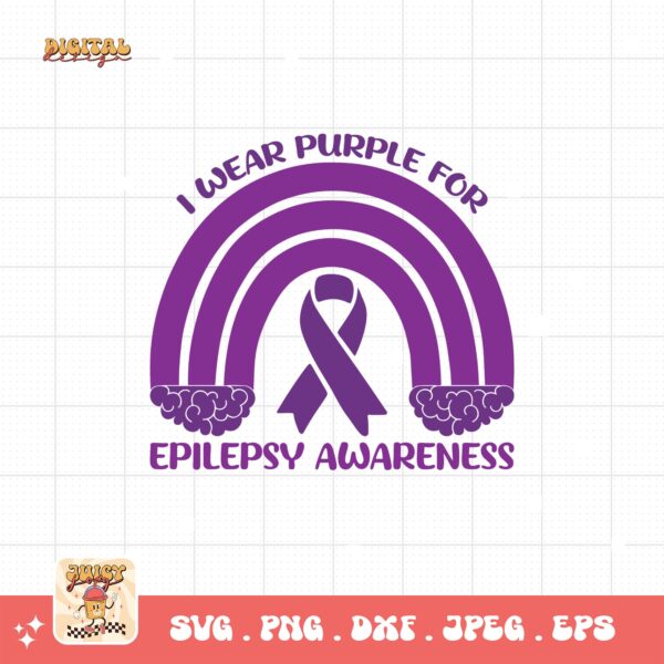 I Wear Purple For Epilepsy Awareness Svg, Epilepsy Awareness Svg Png, Purple Ribbon Svg, Cricut Cut File Sublimation - Image 3