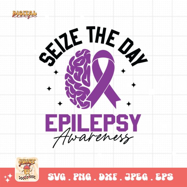 Seize The Day Epilepsy Awareness Svg, Epilepsy Awareness Svg Png, Purple Ribbon Svg, Cricut Cut File Sublimation - Image 3