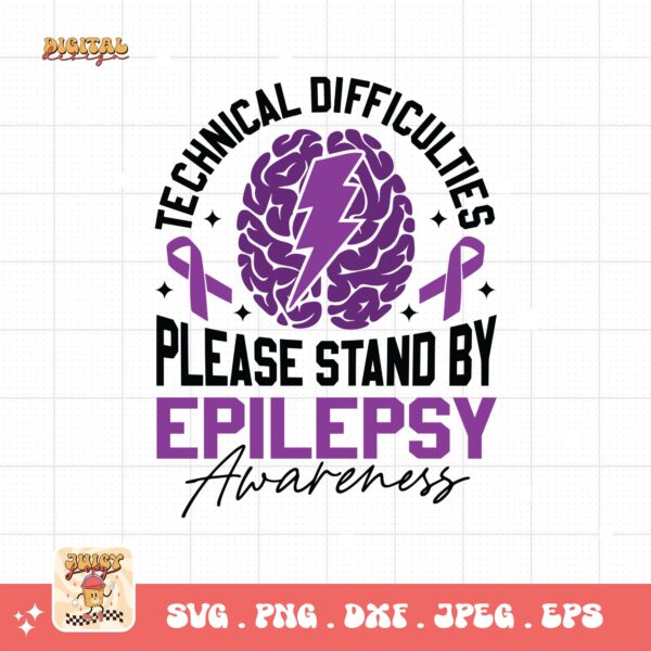 Technical Difficulties Please Stand By Epilepsy Awareness Svg, Epilepsy Awareness Svg Png, Purple Ribbon Svg, Cricut Cut File Sublimation - Image 3