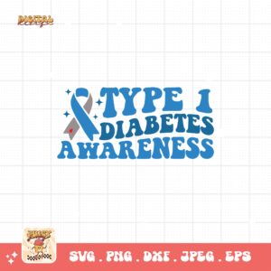 Type 1 Diabetes Awareness Svg, Diabetes Awareness Svg Png, Blue Ribbon Svg, Type 1 Diabetes T1D Awareness Svg Cricut Sublimation