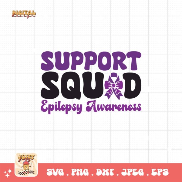 Support Squad Svg, Epilepsy Awareness Svg Png, Purple Ribbon Svg, Cricut Cut File Sublimation - Image 3