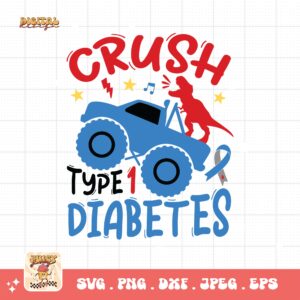 Crush Type 1 Diabetes Svg, Diabetes Awareness Svg Png, Blue Ribbon Svg, Type 1 Diabetes T1D Awareness Svg Cricut Sublimation