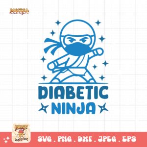 Diabetic Ninja Svg, Diabetes Awareness Svg Png, Blue Ribbon Svg, Type 1 Diabetes T1D Awareness Svg Cricut Sublimation