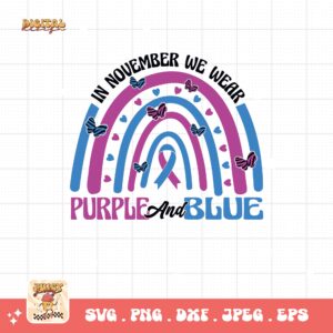 In November We Wear Purple And Blue Svg, Diabetes Awareness Svg Png, Blue Ribbon Svg, Type 1 Diabetes T1D Awareness Svg Cricut Sublimation