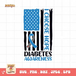 Diabetes Awareness Flag Svg, Diabetes Awareness Svg Png, Blue Ribbon Svg, Type 1 Diabetes T1D Awareness Svg Cricut Sublimation