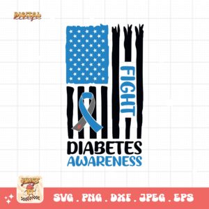 Diabetes Awareness Flag Svg, Diabetes Awareness Svg Png, Blue Ribbon Svg, Type 1 Diabetes T1D Awareness Svg Cricut Sublimation