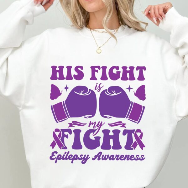 His Fight Is My Fight Svg, Epilepsy Awareness Svg Png, Purple Ribbon Svg, Cricut Cut File Sublimation